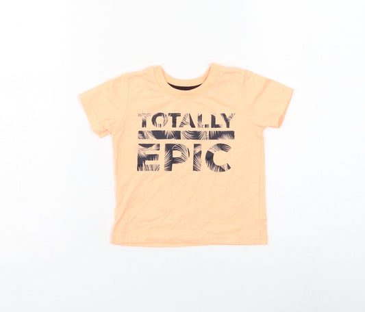 Primark Boys Orange Polyester Basic T-Shirt Size 12-18 Months Round Neck Pullover - Totally Epic