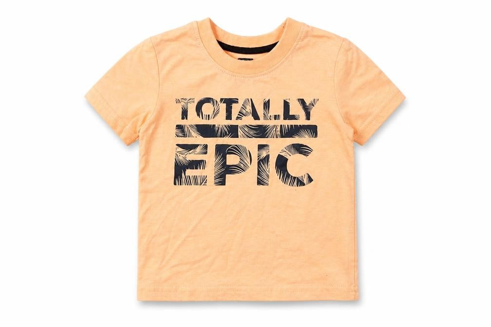 Primark Boys Orange Polyester Basic T-Shirt Size 12-18 Months Round Neck Pullover - Totally Epic