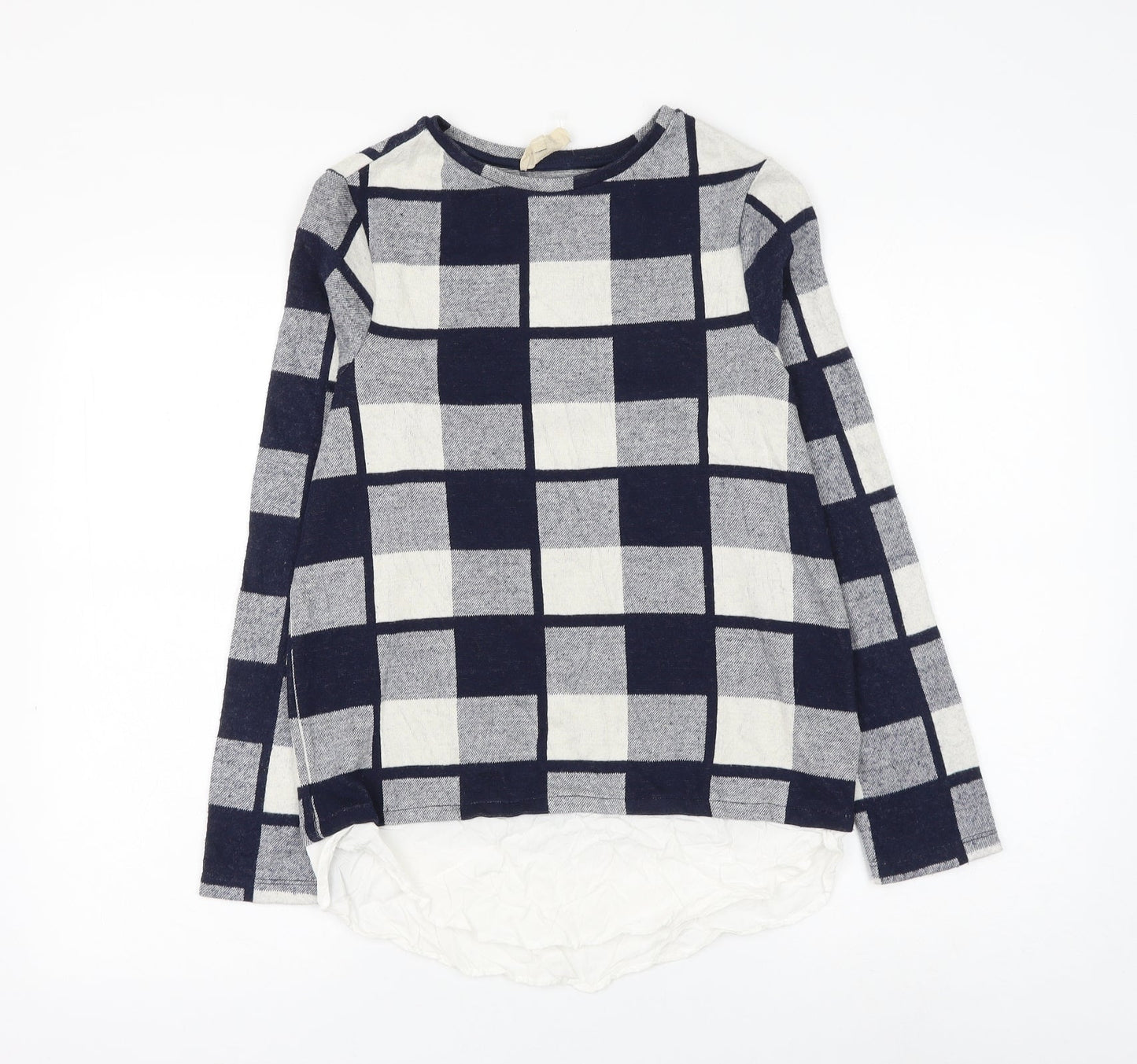 phase e Womens Round Neck Check Polyester Pullover Jumper Size 8