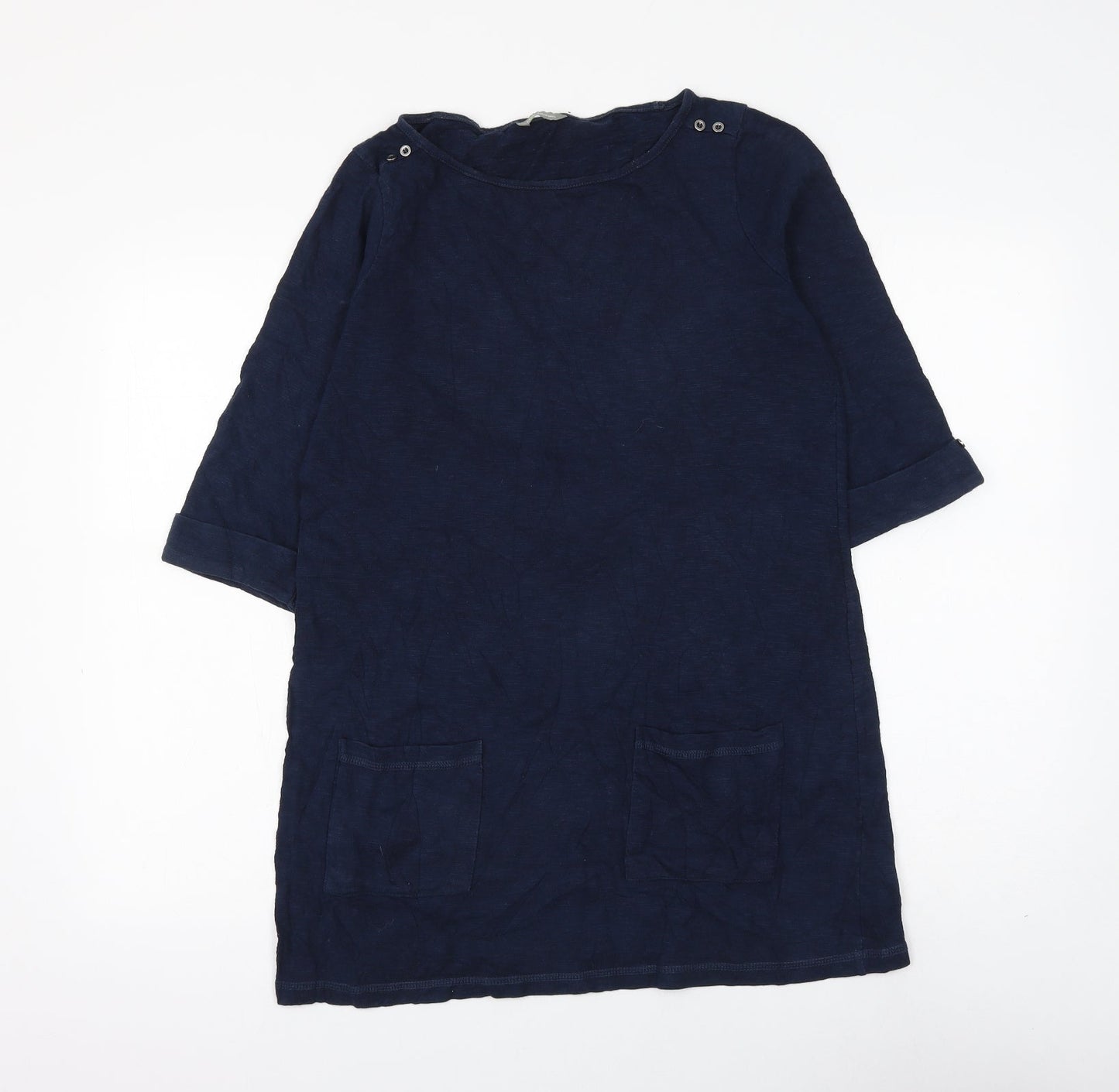 Marks and Spencer Womens Blue Boat Neck Cotton Pullover Jumper Size 14
