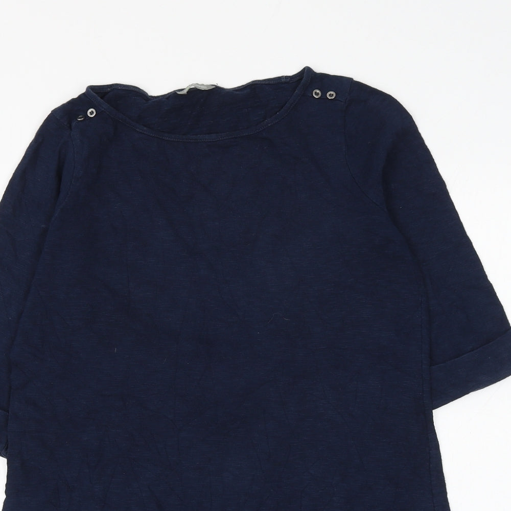 Marks and Spencer Womens Blue Boat Neck Cotton Pullover Jumper Size 14