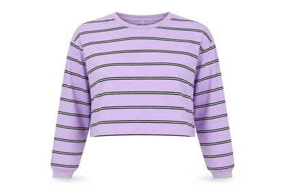ASOS Womens Purple Striped Polyester Pullover Sweatshirt Size 12 Pullover