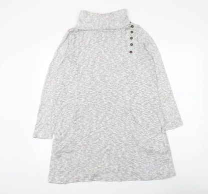 IQ Womens Grey Roll Neck Viscose Pullover Jumper Size L