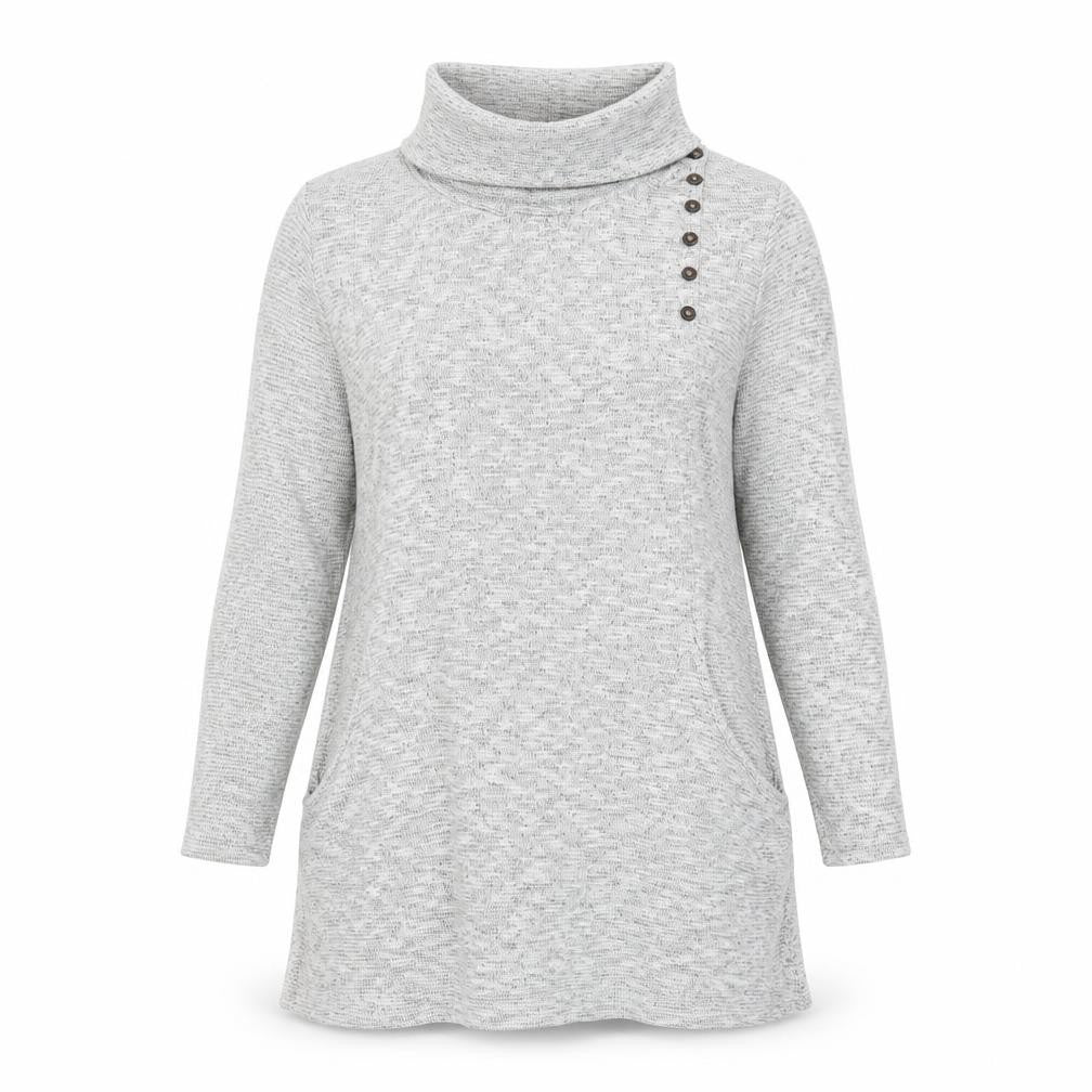 IQ Womens Grey Roll Neck Viscose Pullover Jumper Size L