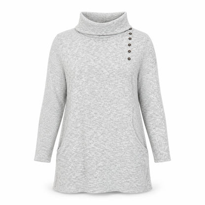 IQ Womens Grey Roll Neck Viscose Pullover Jumper Size L