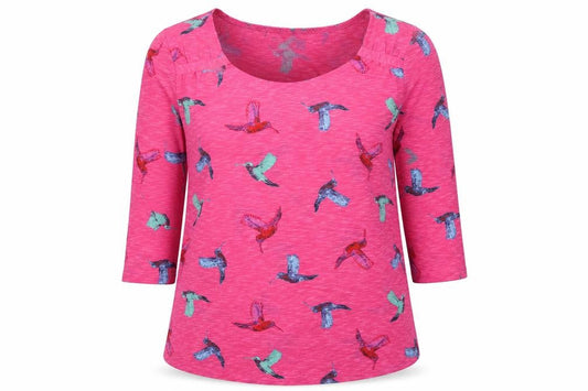Marks and Spencer Womens Pink Geometric Polyester Basic Blouse Size 8 Round Neck - Bird
