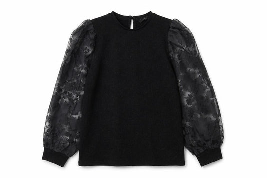 George Girls Black Round Neck Polyester Pullover Jumper Size 9-10 Years Button - Flower