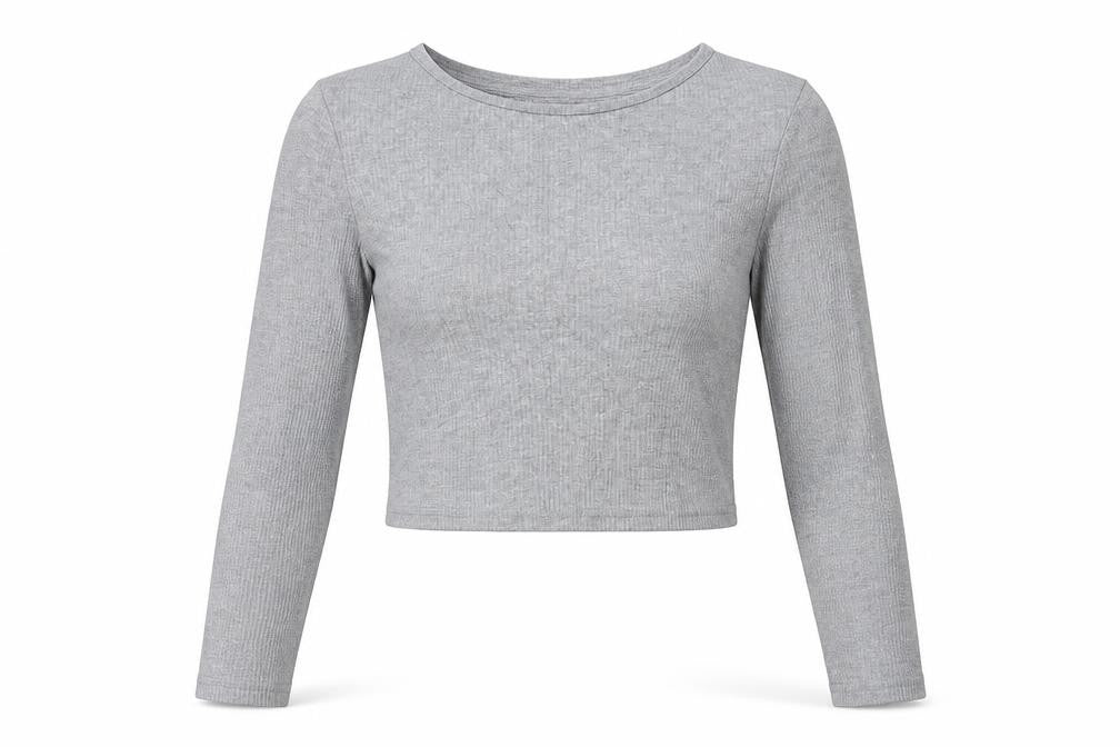 Topshop Womens Grey Viscose Cropped T-Shirt Size 8 Round Neck