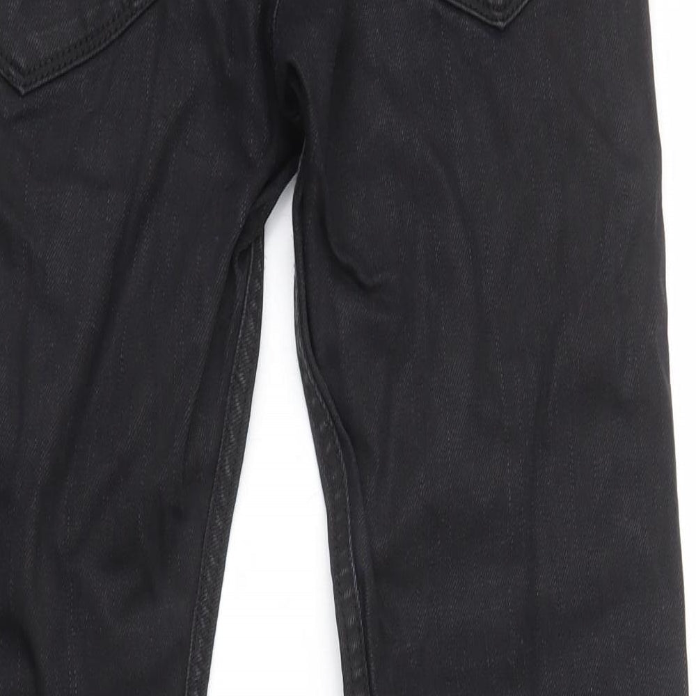 H&M Womens Black Cotton Skinny Jeans Size 10 L27 in Regular Zip - Coated, Zip Detail
