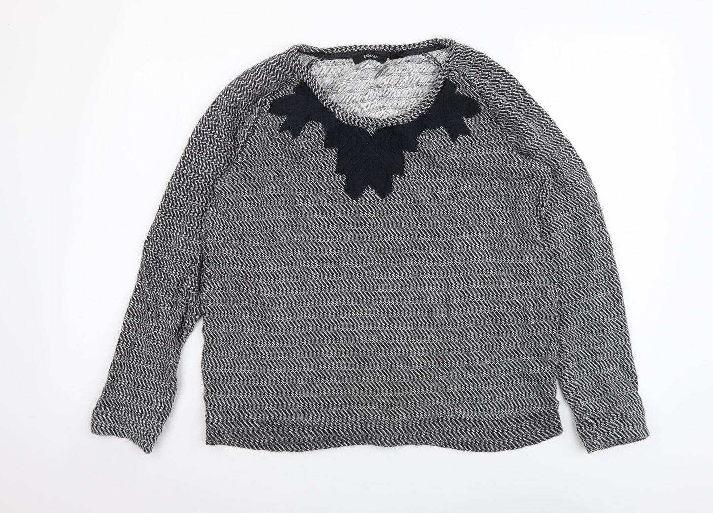 ESMARA Womens Black Geometric Cotton Basic Blouse Size 18 Round Neck