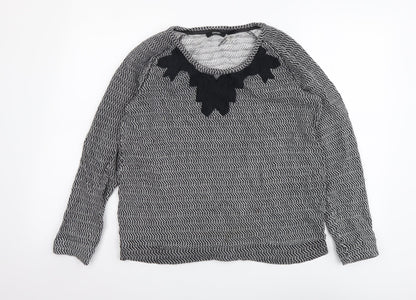 ESMARA Womens Black Geometric Cotton Basic Blouse Size 18 Round Neck