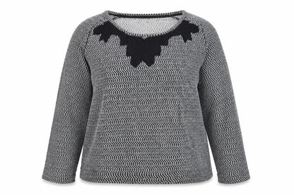ESMARA Womens Black Geometric Cotton Basic Blouse Size 18 Round Neck