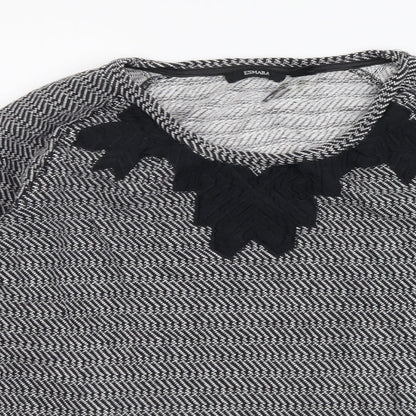 ESMARA Womens Black Geometric Cotton Basic Blouse Size 18 Round Neck