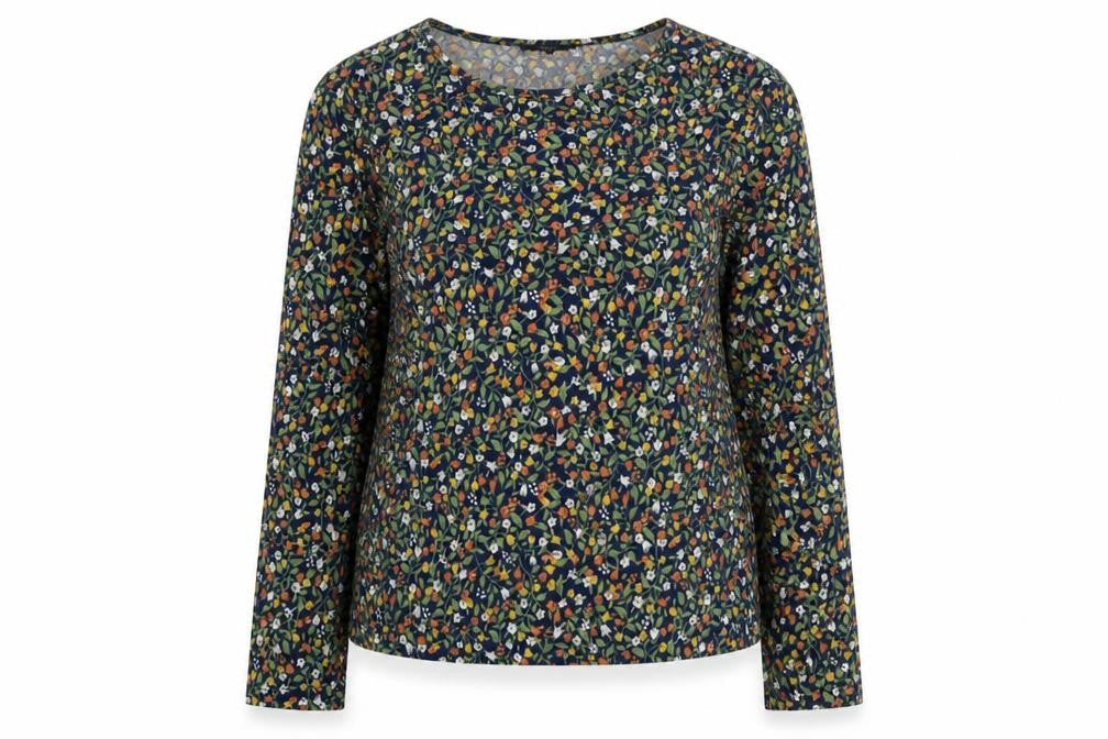 Hepburn Womens Multicoloured Floral Polyester Basic T-Shirt Size M Round Neck