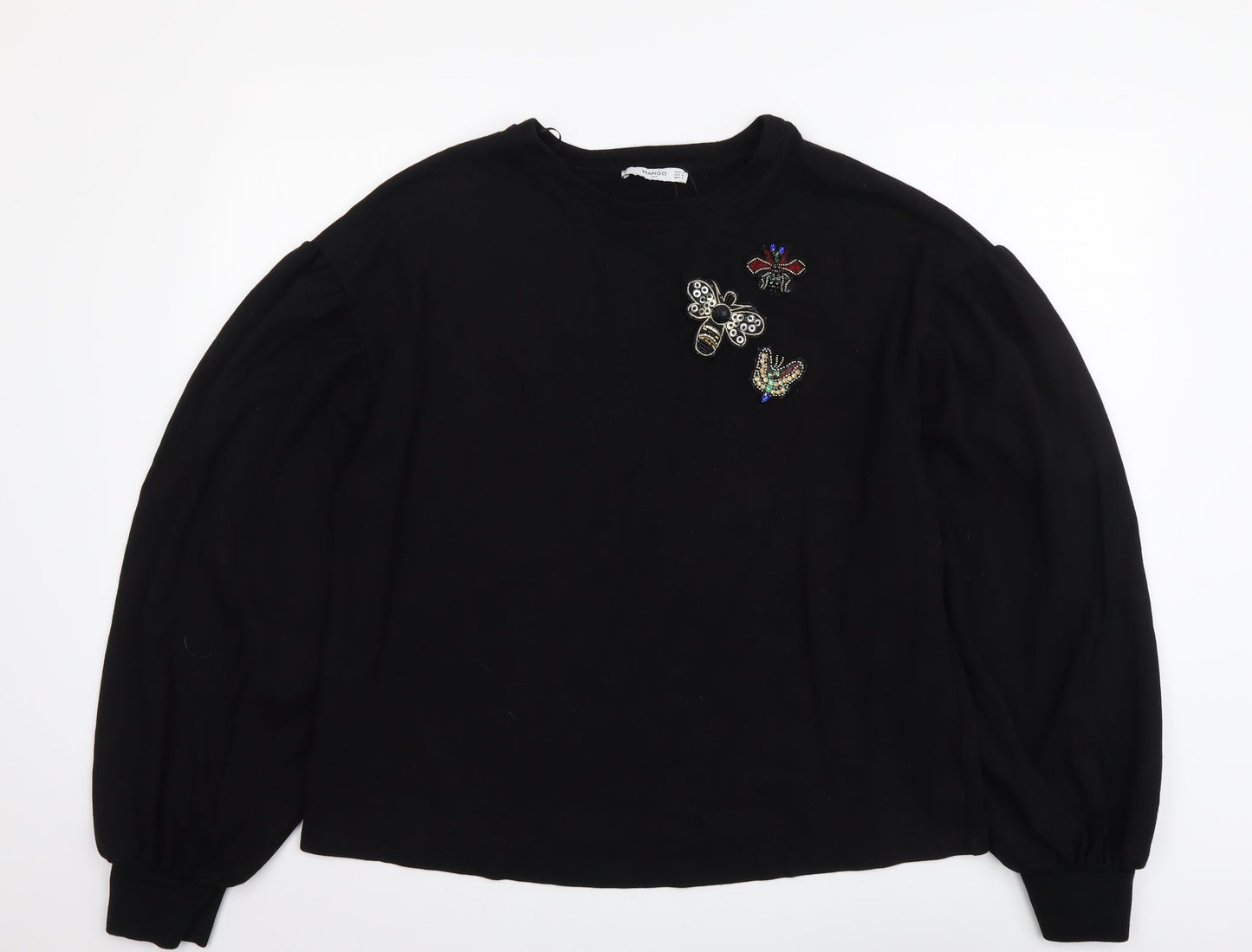 Mango Womens Black Viscose Pullover Sweatshirt Size L Pullover