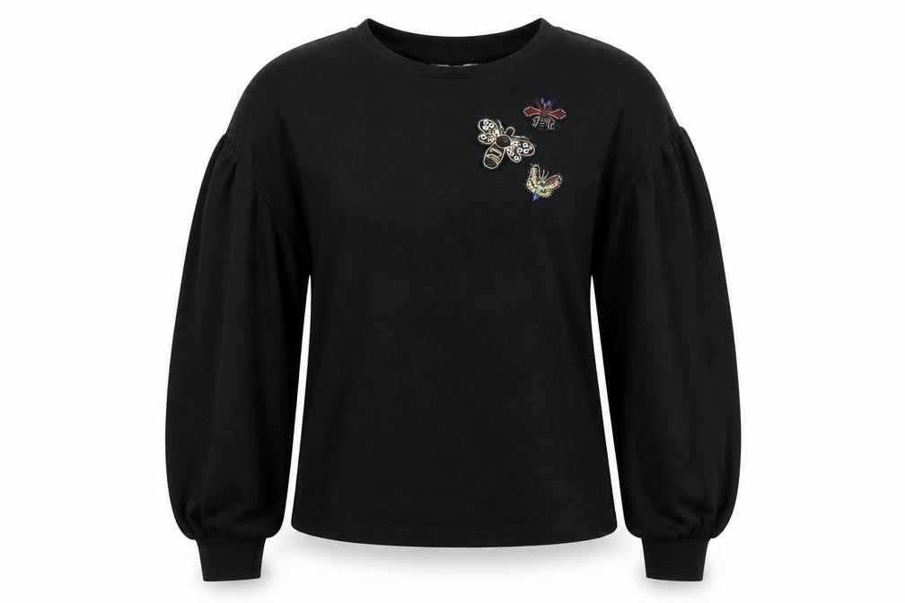 Mango Womens Black Viscose Pullover Sweatshirt Size L Pullover