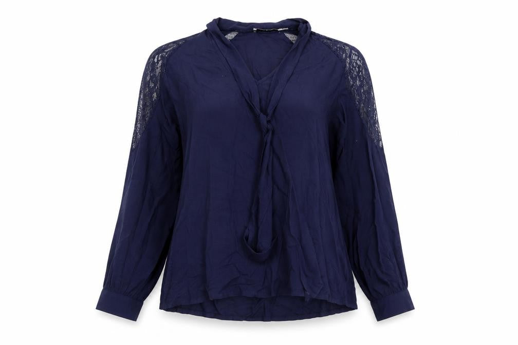 JustFab Womens Blue Polyester Basic Blouse Size M V-Neck