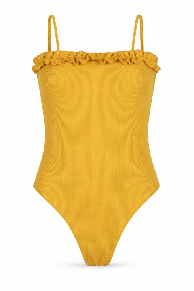 Boohoo Womens Yellow Cotton Bodysuit One-Piece Size 12 Snap