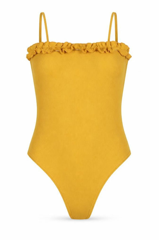 Boohoo Womens Yellow Cotton Bodysuit One-Piece Size 12 Snap