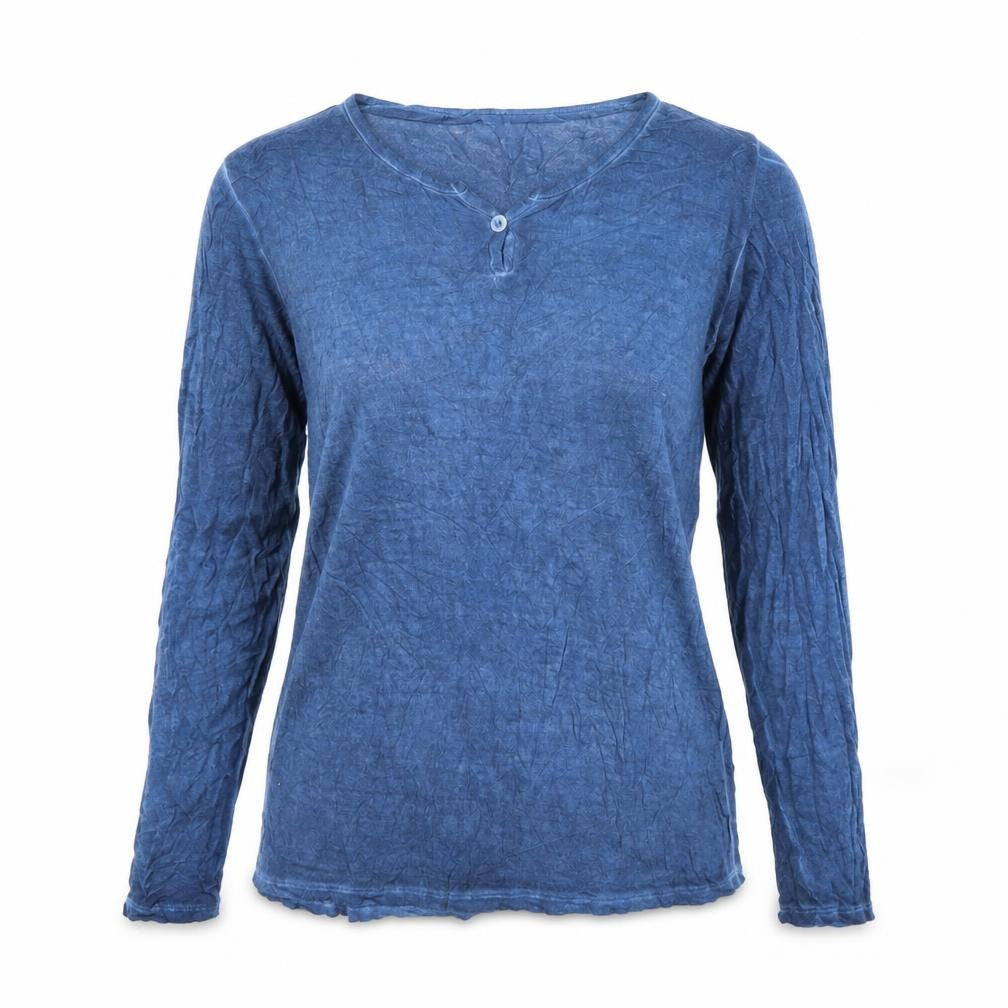 Plexus Womens Blue Viscose Basic Blouse Size L Round Neck