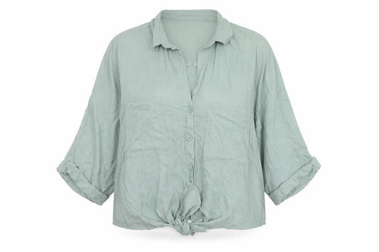 H&M Womens Green Viscose Basic Button-Up Size XL Collared