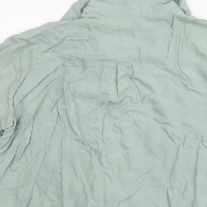 H&M Womens Green Viscose Basic Button-Up Size XL Collared