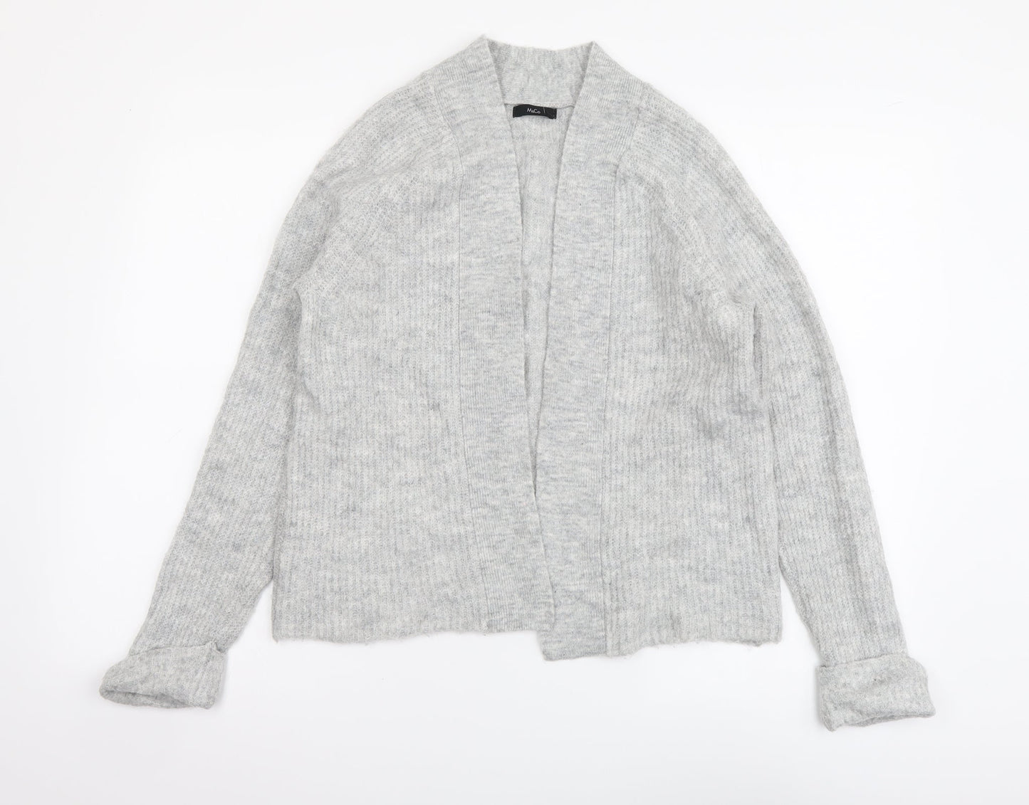 M&Co Womens Grey V-Neck Acrylic Cardigan Jumper Size 10