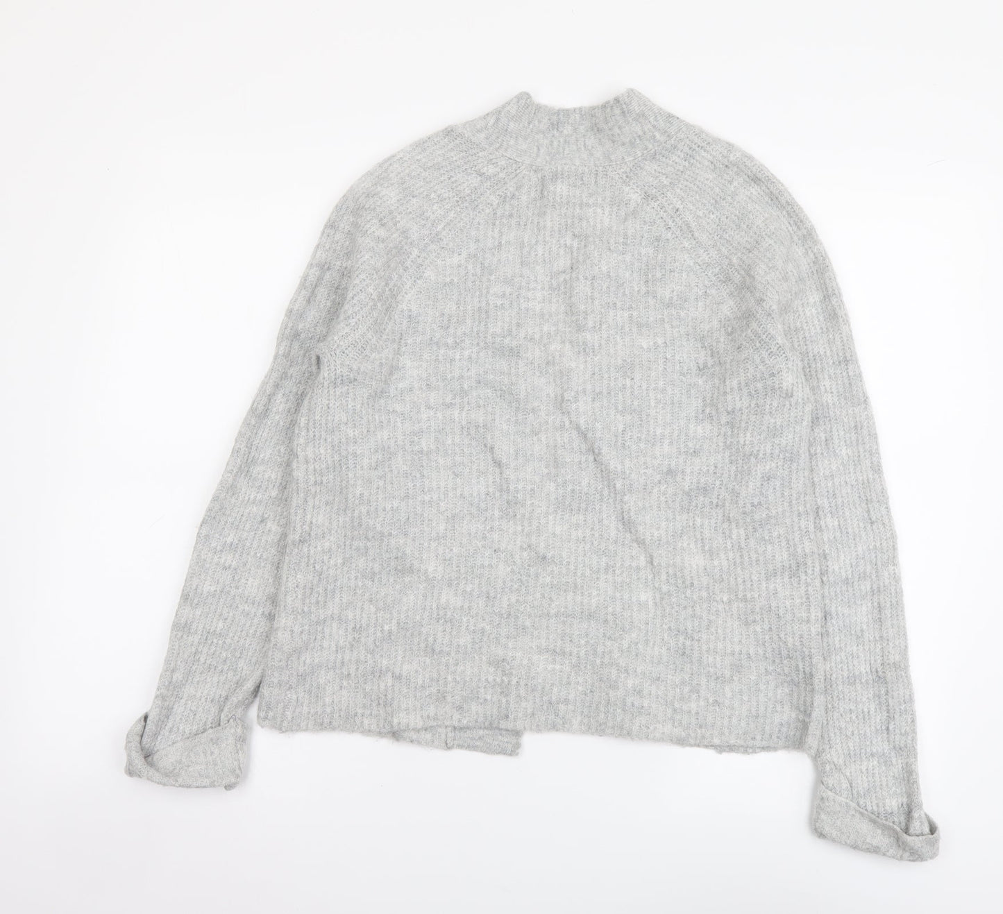 M&Co Womens Grey V-Neck Acrylic Cardigan Jumper Size 10