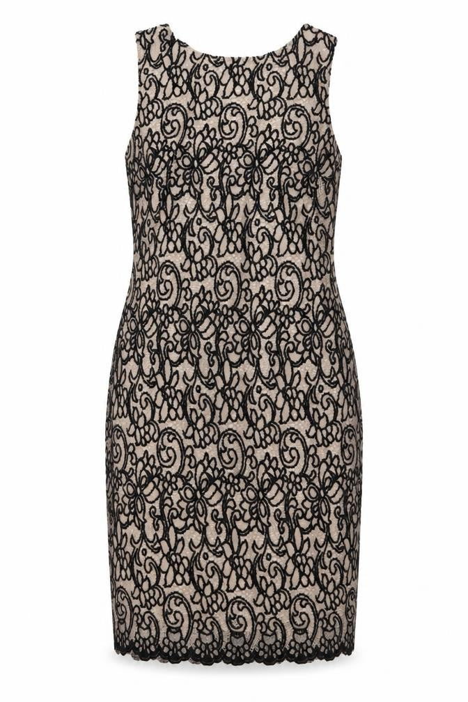 George Womens Beige Geometric Polyester A-Line Size 12 Boat Neck Zip