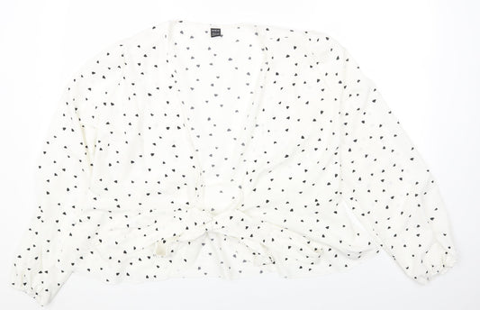 SheIn Womens Multicoloured Geometric Polyester Basic Blouse Size L Round Neck - Heart Pattern