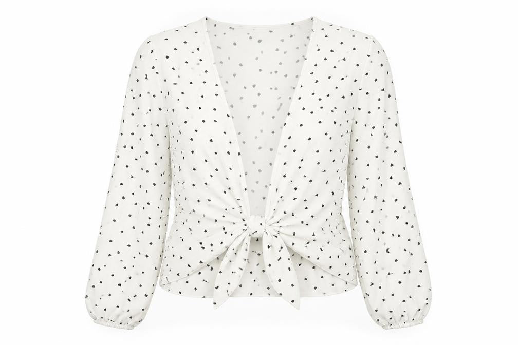 SheIn Womens Multicoloured Geometric Polyester Basic Blouse Size L Round Neck - Heart Pattern