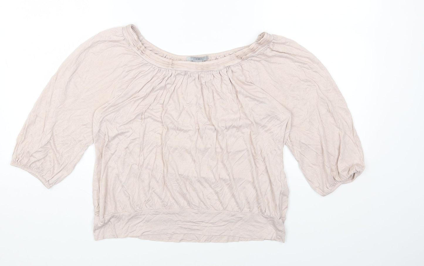 H&M Womens Pink Viscose Basic T-Shirt Size M Round Neck