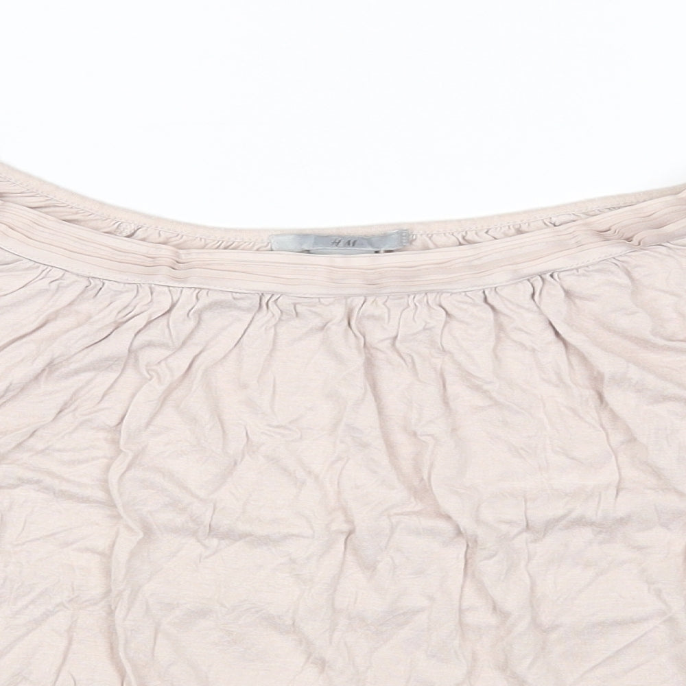 H&M Womens Pink Viscose Basic T-Shirt Size M Round Neck
