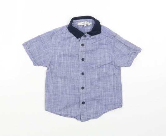 Urban Rascals Blue Cotton Basic Button-Up Size 12 Months Collared Button - 12-24 months
