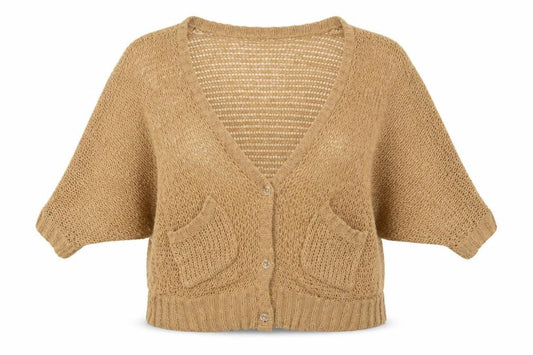 Primark Womens Beige Scoop Neck Acrylic Cardigan Jumper Size 14