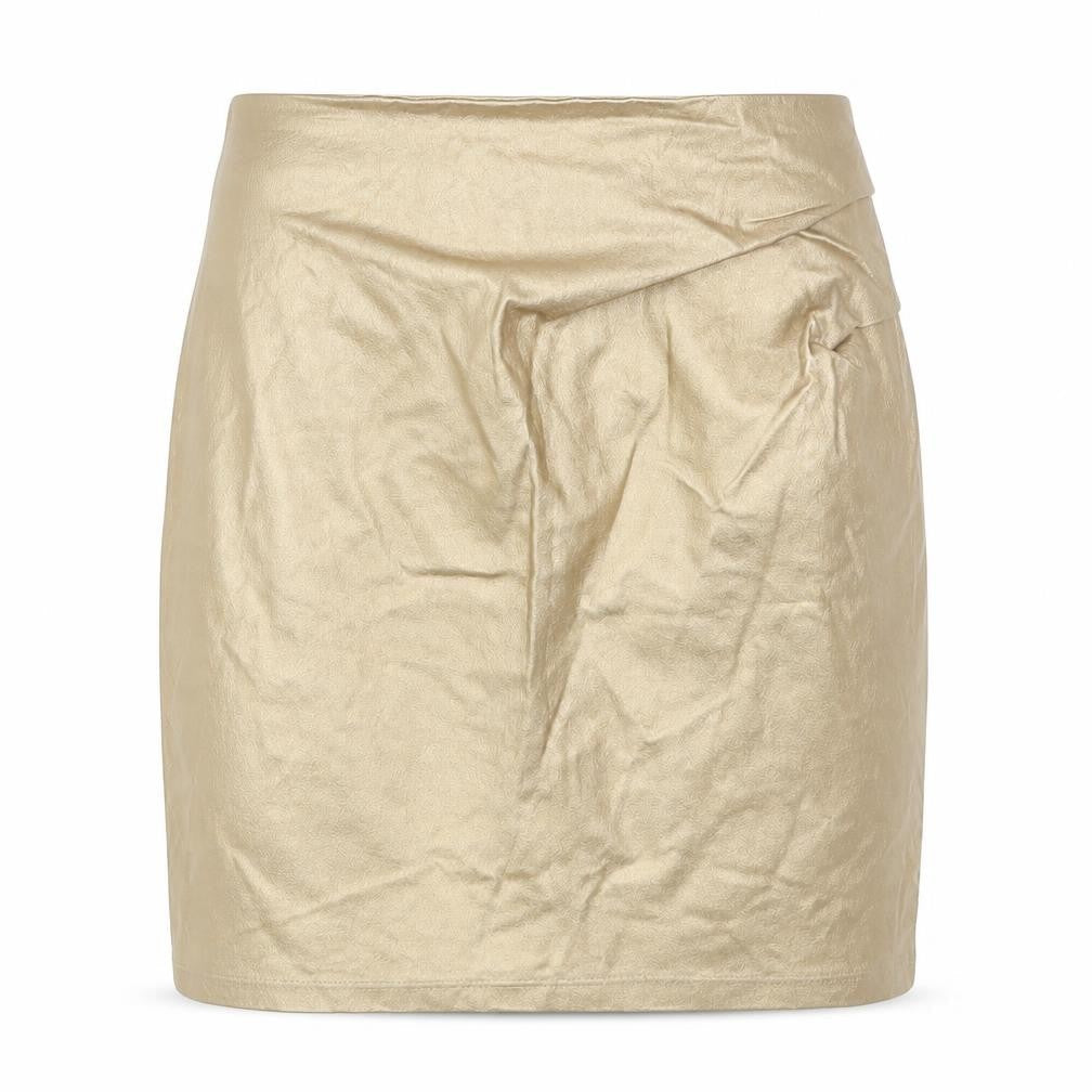 Kiabi Womens Gold Viscose Mini Skirt Size 6 Zip