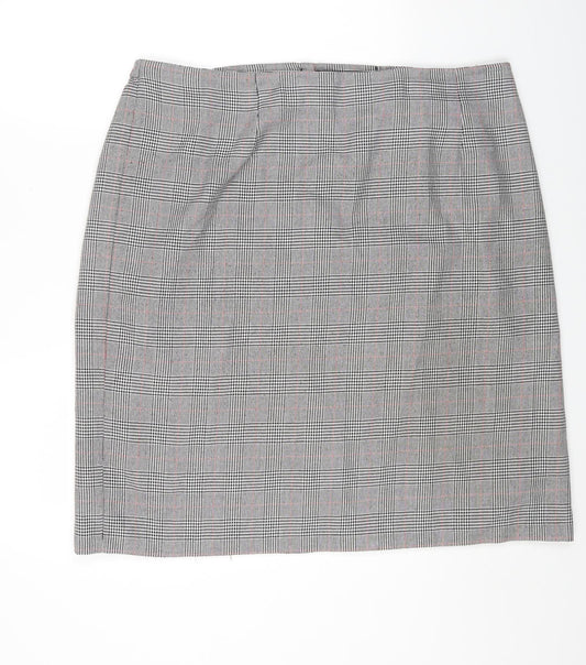 essence Womens Multicoloured Check Polyester A-Line Skirt Size 26 Zip