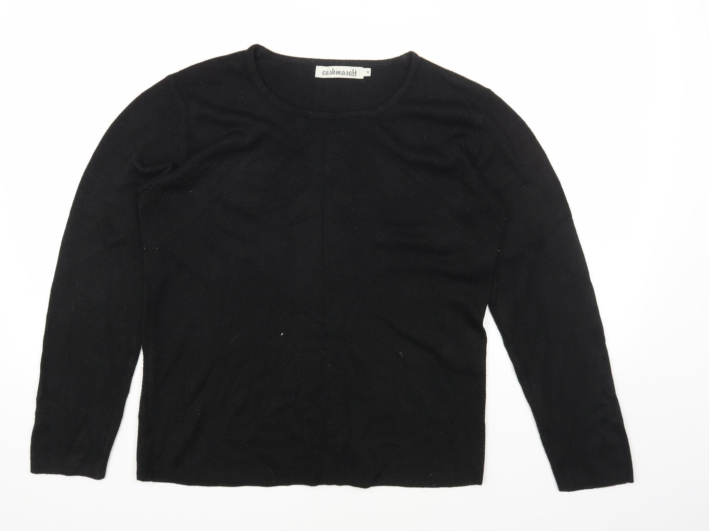 Cashmasoft Womens Black Round Neck Acrylic Pullover Jumper Size S