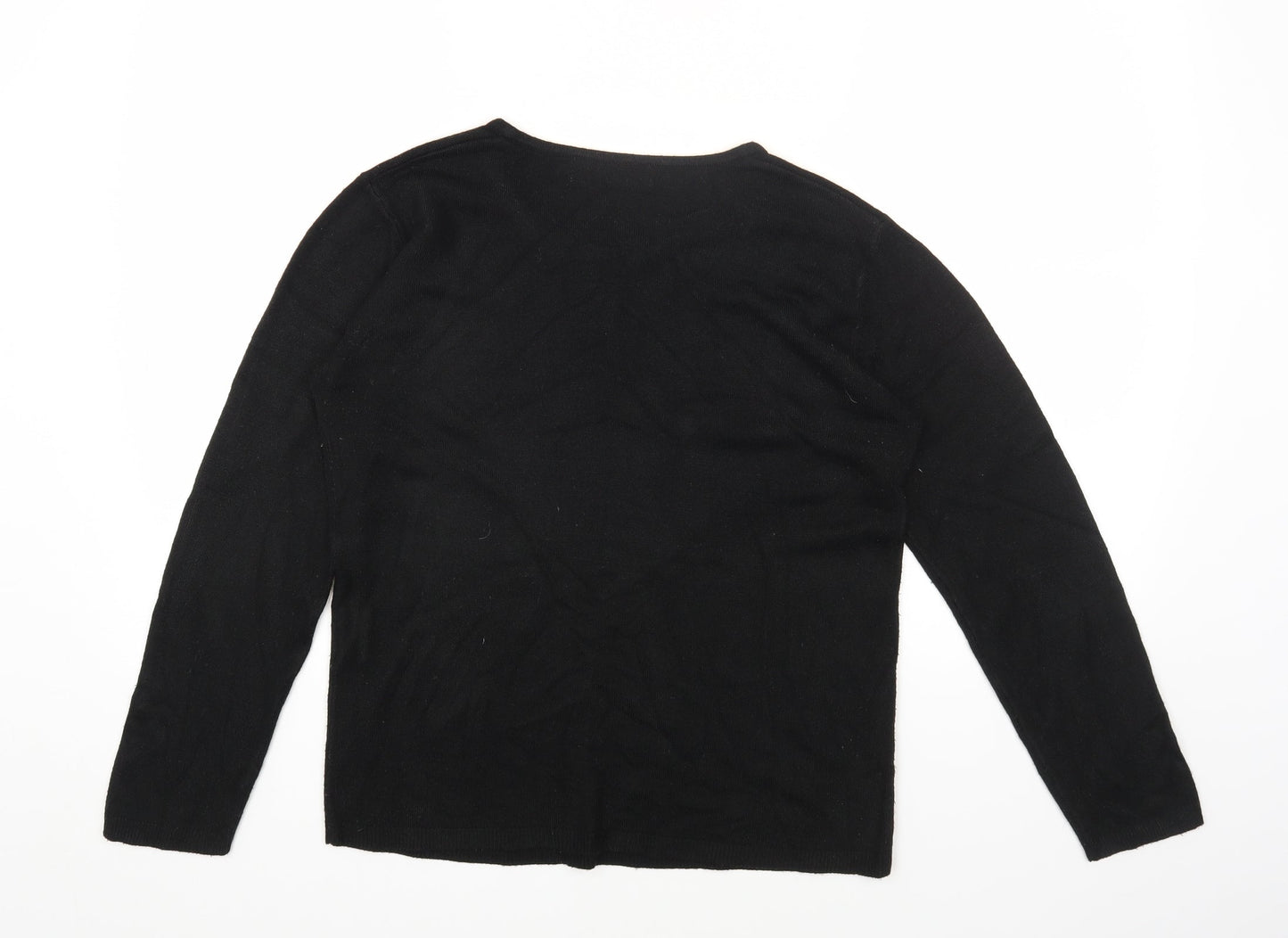 Cashmasoft Womens Black Round Neck Acrylic Pullover Jumper Size S