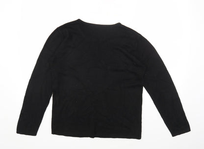 Cashmasoft Womens Black Round Neck Acrylic Pullover Jumper Size S