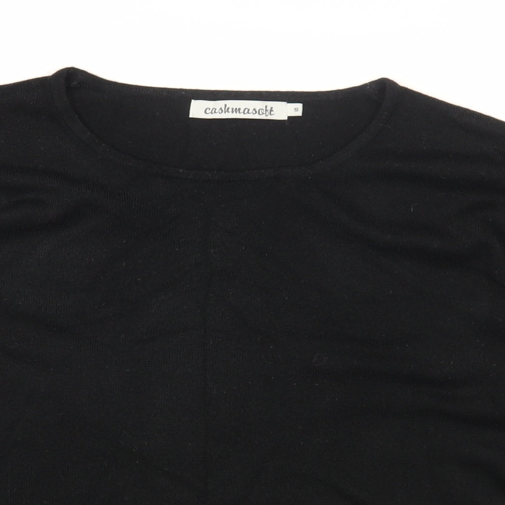 Cashmasoft Womens Black Round Neck Acrylic Pullover Jumper Size S