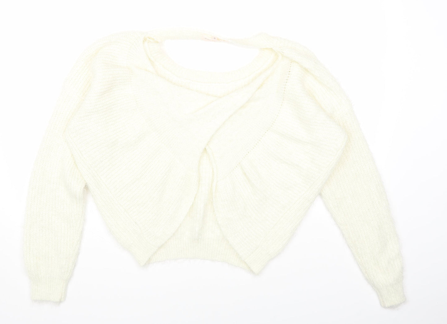 love other things Womens White Round Neck Polyester Pullover Jumper Size S