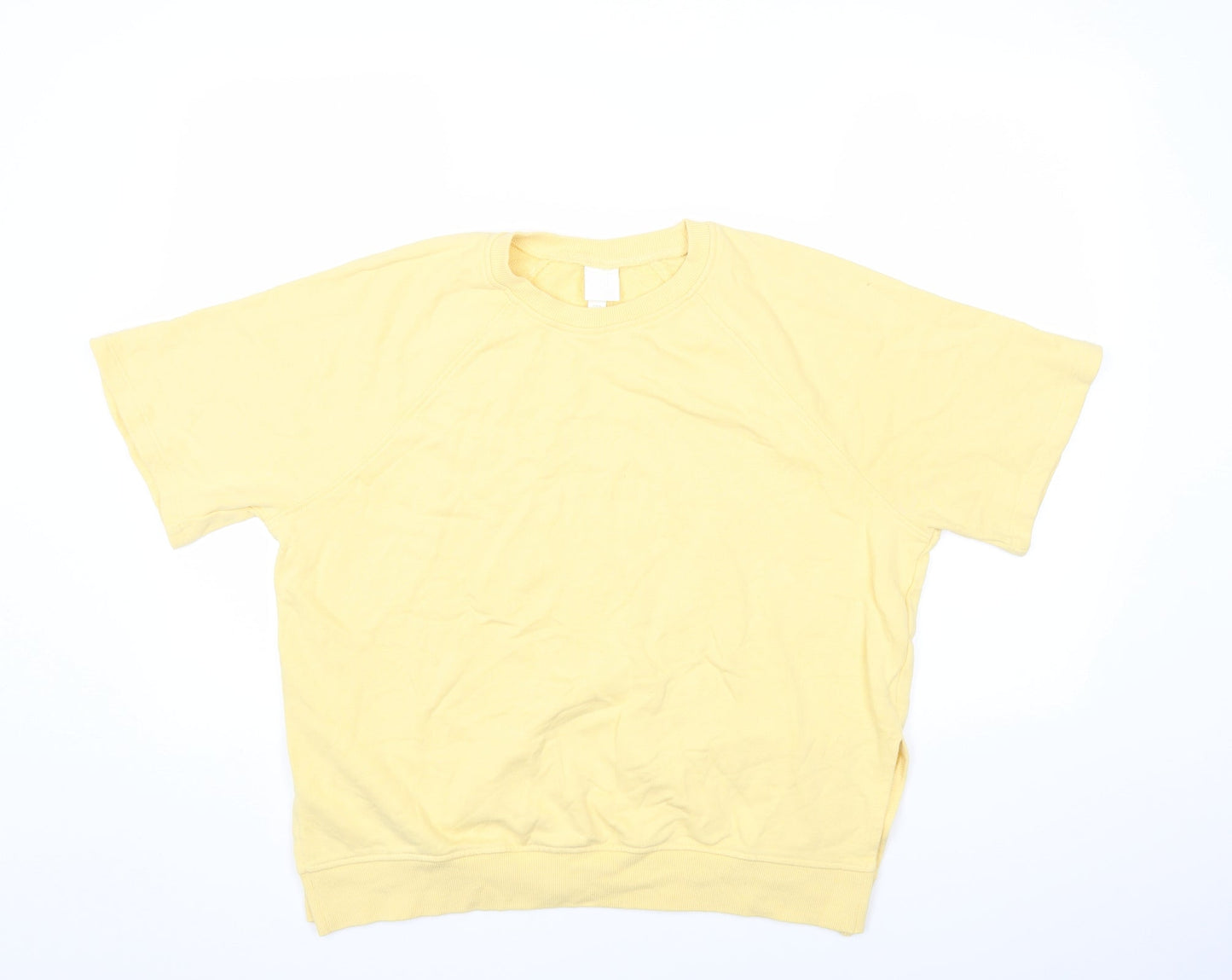 H&M Womens Yellow Round Neck Cotton Pullover Jumper Size M
