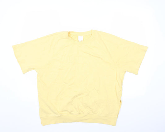 H&M Womens Yellow Round Neck Cotton Pullover Jumper Size M