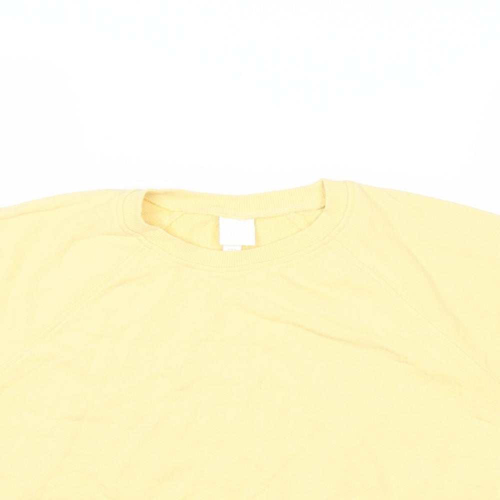 H&M Womens Yellow Round Neck Cotton Pullover Jumper Size M