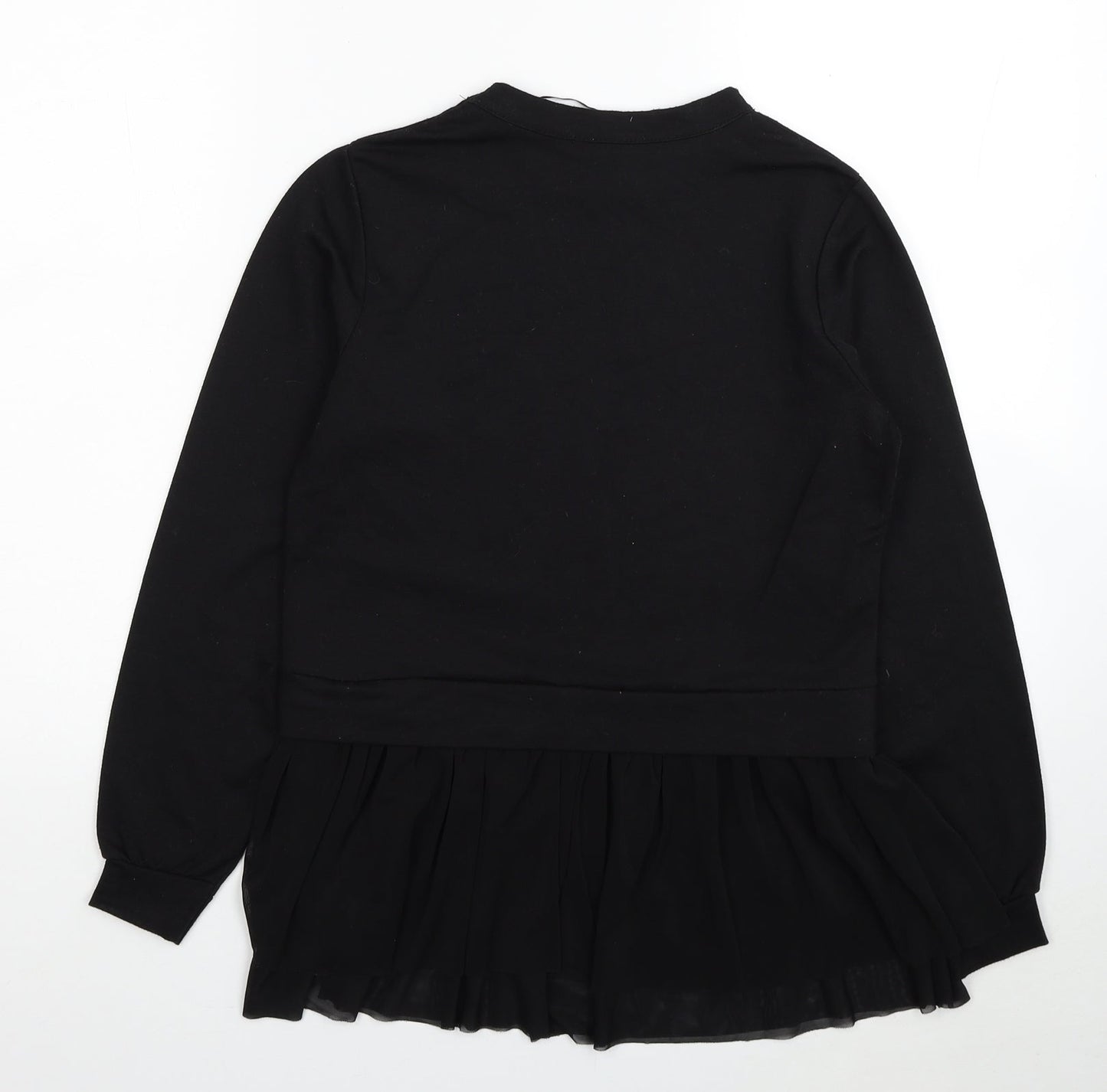 Pink Vanilla Womens Black Polyester Basic Blouse Size S Round Neck