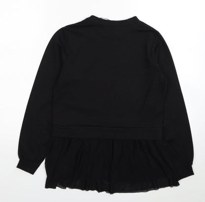 Pink Vanilla Womens Black Polyester Basic Blouse Size S Round Neck