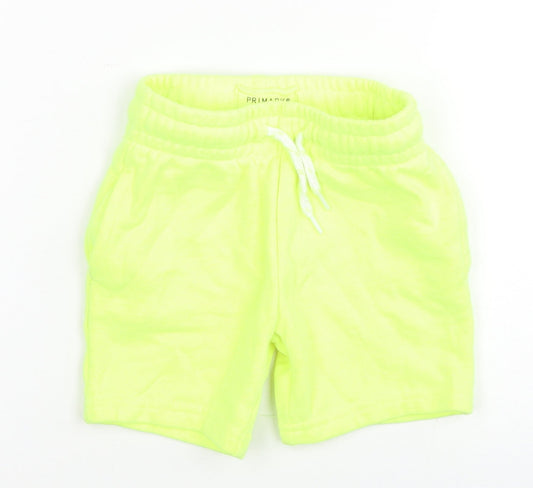 Primark Boys Green Cotton Track Pants Trousers Size 18-24 Months Drawstring - Neon Green Shorts