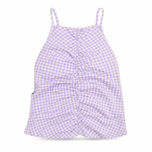 Zara Womens Purple Check Cotton Camisole Tank Size L Halter - Cropped