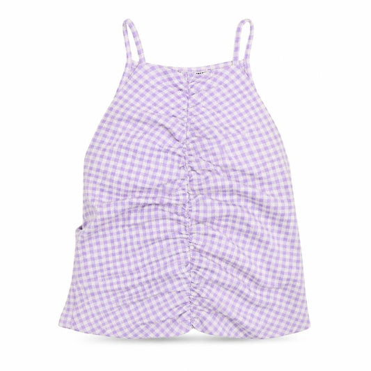 Zara Womens Purple Check Cotton Camisole Tank Size L Halter - Cropped